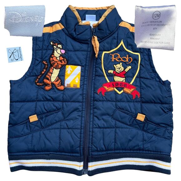 Disney Winnie the Pooh and Tigger Full-Zip Vest Baby Sz 12 Months - Picture 1 of 4